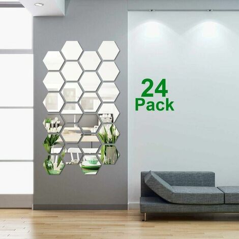 Autocollants muraux amovibles en acrylique miroir réglable de 24 pièces pour la décoration du salon familial et de la chambre