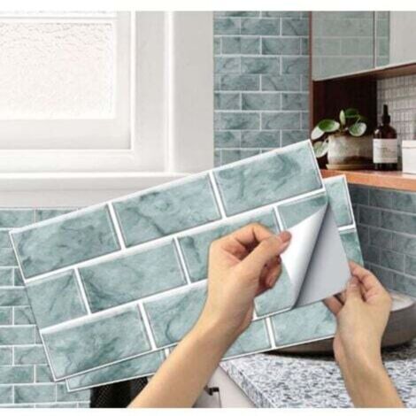 Autocollants Muraux Cuisine et Salle de Bain – 6 Pièces en PVC Imperméable, Style Marbre, Auto-Adhésif, Facile à Poser