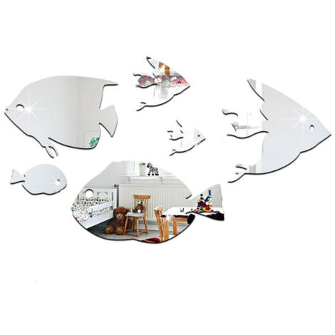 Autocollants Muraux D'école de Poisson, Décoration Acrylique Moderne pour Chambre à Coucher et Salon (B)