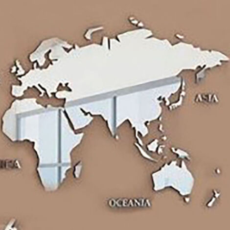 Autocollants muraux en acrylique 3D, carte du monde, miroir mural, pour bureau, salon, chambre à coucher, argent