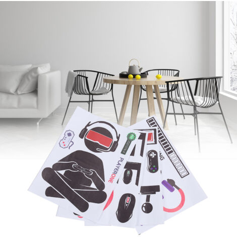 Autocollants Muraux PVC DIY Console de Jeu, Set de 4 Decals 34.5x25.5cm pour Salon Chambre Décor