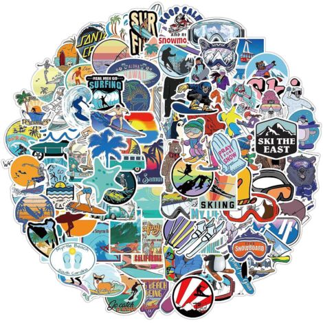 autocollants Pack 100 Pcs Vinyle Graffiti Stickers Pour Ordinateur Portable Voiture Planche  Roulettes Moto Vlo Bagages Pare-chocs Bombe Autocolla