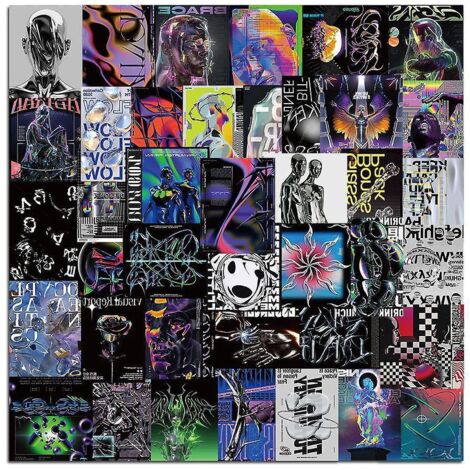 autocollants Pack 40 Pcs Vinyle Graffiti Stickers Pour Ordinateur Portable Voiture Planche  Roulettes Moto Vlo Bagages Pare-chocs Bombe Autocollan