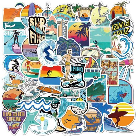 autocollants Pack 50 Pcs Vinyle Graffiti Stickers Pour Ordinateur Portable Voiture Planche  Roulettes Moto Vlo Bagages Pare-chocs Bombe Autocollan