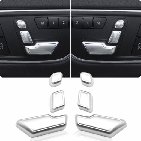 Autocollants pour boutons de réglage des sièges de voiture compatibles avec Mercedes Benz CLA CLS GLK ML GL B C E Class W166 X166, argentés (6 pièces)