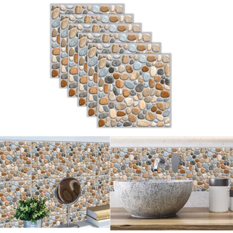 Autocollants pour carrelage, 24 pièces, autocollants 3D imperméables et auto-adhésifs