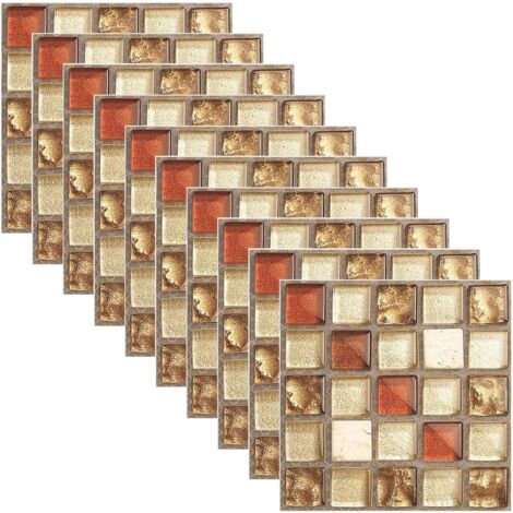 Autocollants pour carrelage, autocollants muraux en mosaïque, papier peint autocollant pour cuisines et salles de bains, 20 pièces (10 x 10 cm)