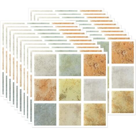 Autocollants pour carrelage, stickers muraux en mosaïque, papier peint autocollant pour cuisines et salles de bains, 20 pièces - 10 x 10 cm