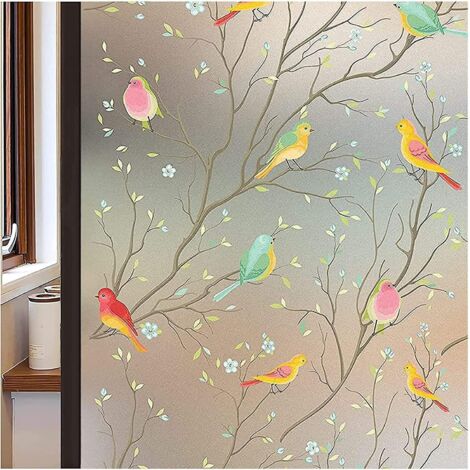 Autocollants pour fenêtres à motifs d'oiseaux - Film dépoli pour vitres opaques