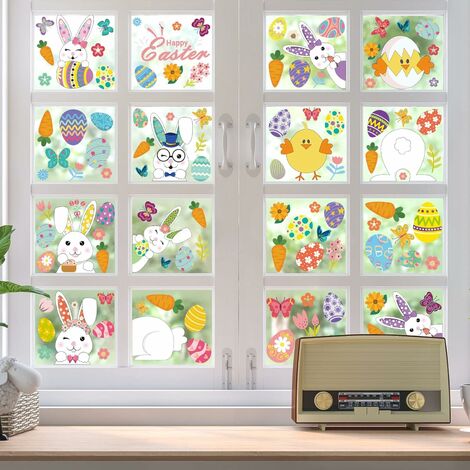 Décoration De Maison Fenêtre Pâques Oeuf Stickers Etiquette Autocollante  Mural