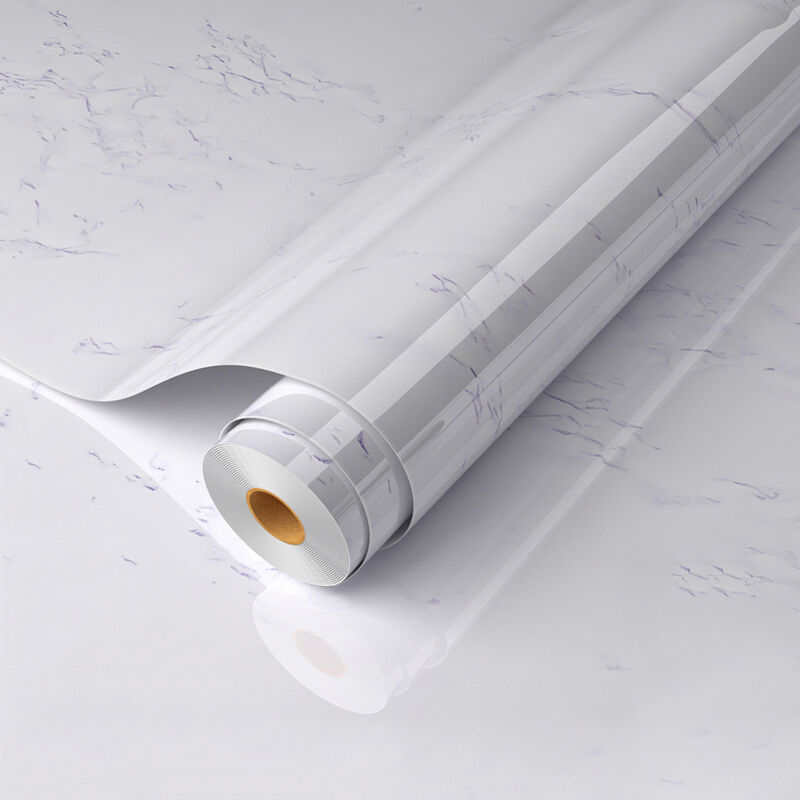 Autocollants pour meubles en marbre 80 cm x 500 cm, papier peint autocollant blanc cassé, film autocollant imperméable pour comptoirs de cuisine et