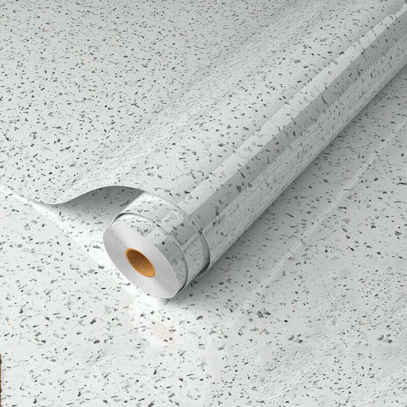 Autocollants pour meubles en marbre 80 cm x 500 cm, papier peint autocollant blanc cassé, film autocollant imperméable pour comptoirs de cuisine et