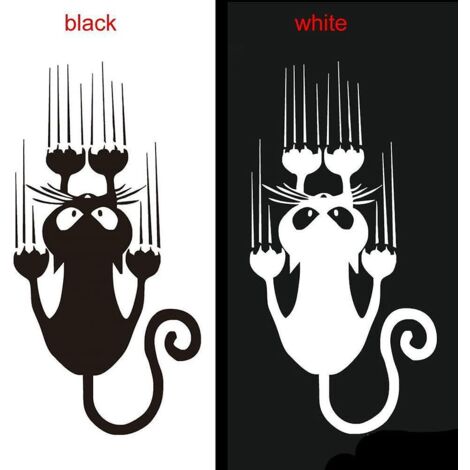 autocollants Pour Voiture En Forme De Chat Noir Et Blanc Mignon Drle En Tombant Avec Des Griffures Du Chat-lot De 2 Autocollants (chat)