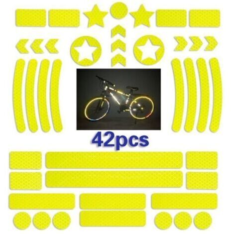 [Autocollants Réfléchissants] 42 Pièces Bande Réfléchissante Velo pour Casque et Scooter en Jaune [Haute Adhérence, Imperméable]