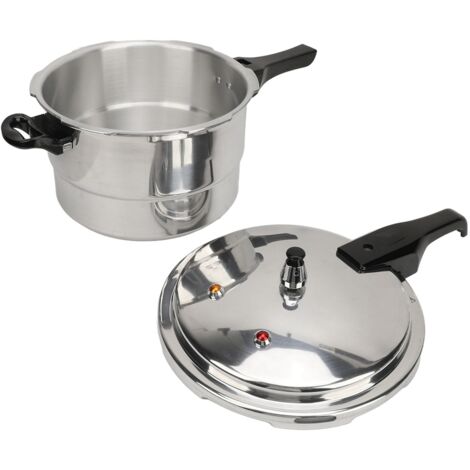 Autocuiseur 22cm en aluminium pour induction et gaz, avec soupapes de sécurité et plateau vapeur, idéal pour cuisson rapide et stérilisation.