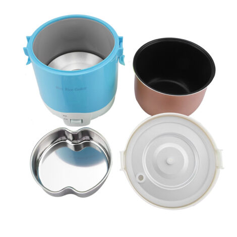 Autocuiseur électrique portatif 24V 180W 1.6L pour automobile avec cuisson rice et steamer multifonctionnel en ABS+PP (bleu)