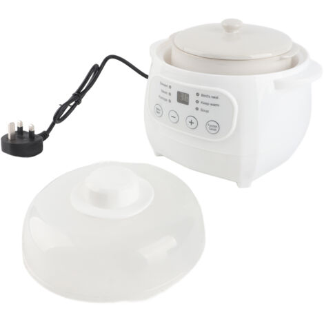 Autocuiseur Électrique Pot Céramique 1L 200W pour Porridge Soupe Riz avec Minuterie et Maintien au Chaud