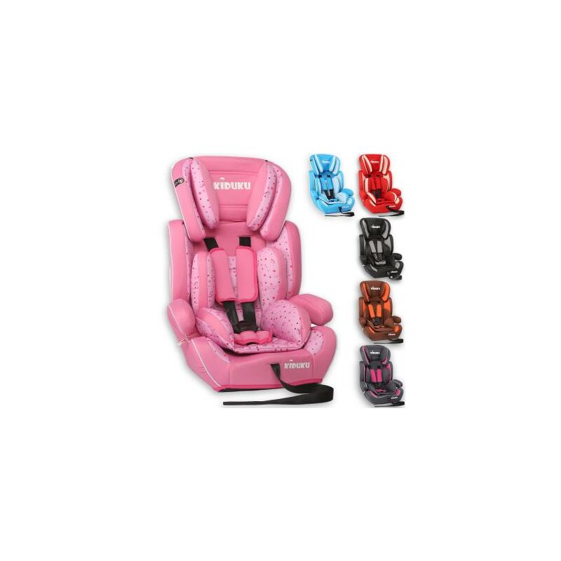 Image of Seggiolino auto, cresce con il bambino, sedile, universale, approvato con la normativa ece R44 / 04, 9-36 kg (1-12 anni), gruppo 1+2+3 (Rosa) - Kiduku