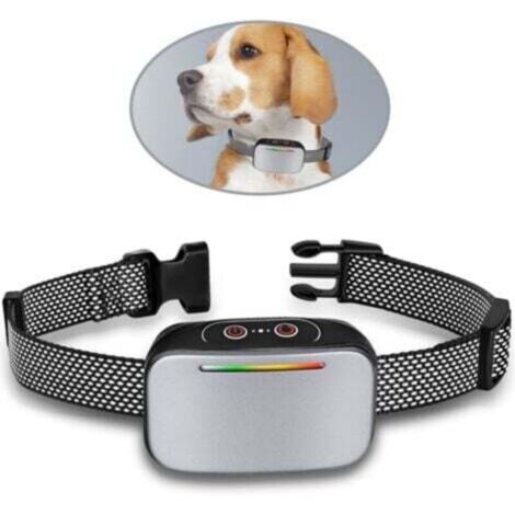 Automatic anti-bark collar for dogs, intelligent bark control, IP67 waterproof, LED indicator - Silver