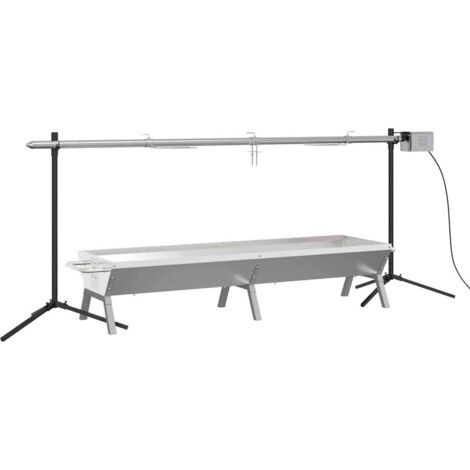 Automatic Barbecue Grill and Tray Set Stainless Steel vidaXL