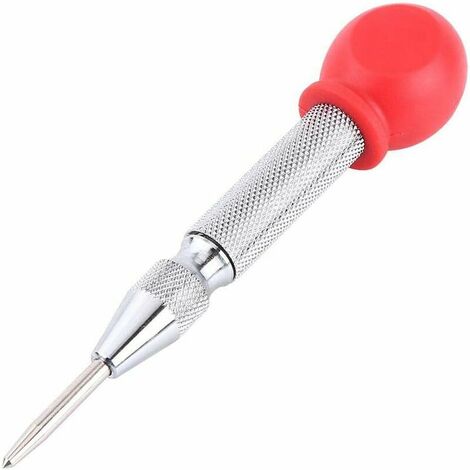Automatic Center Punch High Speed Steel Center Hole Punch Marking Tool Marker with Protective Cover for Wood, Metal, Plastic, Car Window Puncher Breaker (Silver)