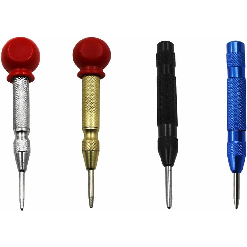 Automatic Centerpunch,With Cushion Cap Spring Loaded Center Punch 4 pcs Automatic Center Punching Tools Automatic Center Punch Tool For Metal Wood