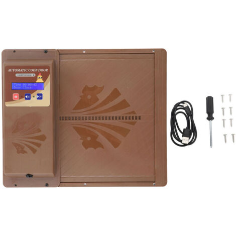 Automatic chicken coop door, horizontal opening USB, automatic chicken coop door opener with timer brown