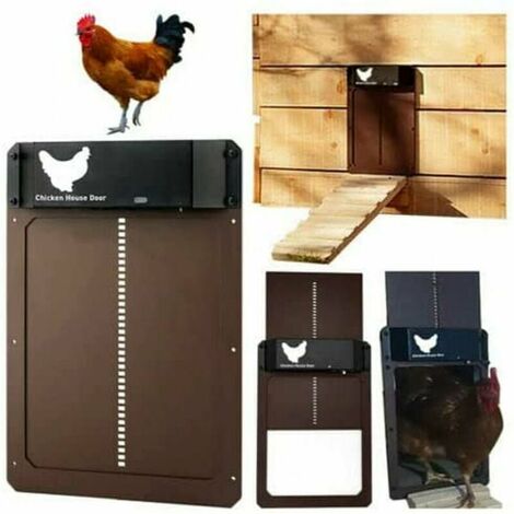 Automatic Chicken Coop Door with Light Sensor - Fully Waterproof Chicken Coop Door Induction Chicken Coop Door - Chicken Coop Door（Brown）
