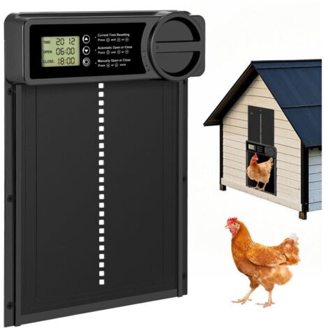 Automatic Chicken Coop Door with Programmable LCD Screen, Waterproof, Aluminum Alloy, Battery Powered, Timer Control, Anti-Pinch Function