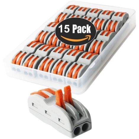 Automatic Connection Terminals, Quick Cable Wire Connector, Lever Nut Connector, Conductor Assortment SPL-2 Compact Wire Connectors (15 Pieces)