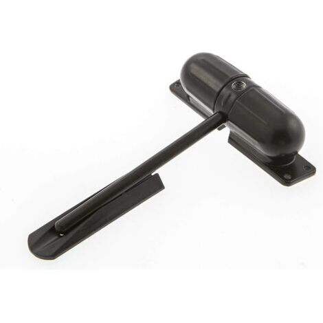 Automatic door closer, black, surface mounted, spring-loaded, 30-minute fire resistance