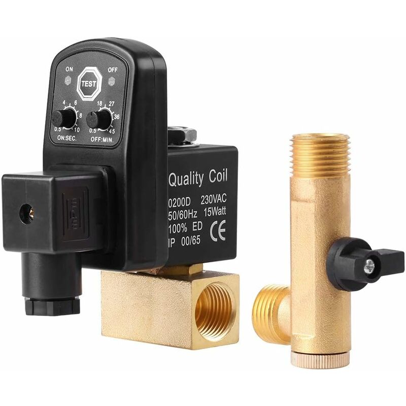 Automatic Electronic Time Delay Drain Valve G1/2 DN15 Electric Drain Valve for Air Compressor Condensate Management(AC230V)