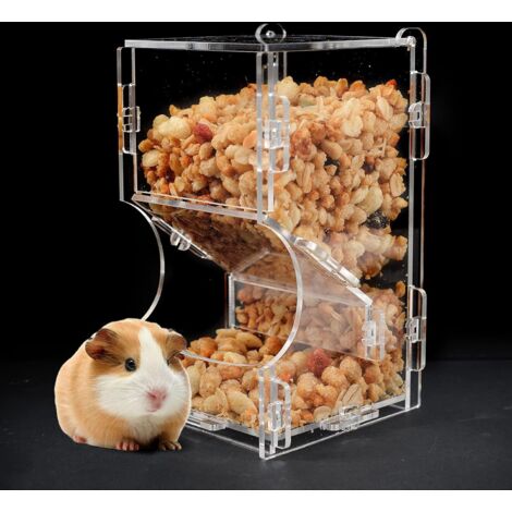 Automatic Hamster Feeder Acrylic Hamster Feeder, Dispenser Suitable for Feeding Hamsters, Guinea Pigs, Mini Hedgehogs and Other Small Animals