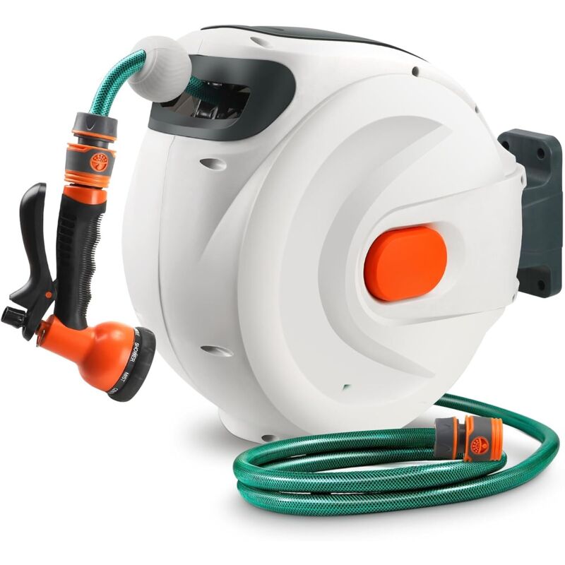 Enrouleur Tuyau Arrosage Mural, Tuyau Arrosage avec Enrouleur, Verrouillage et