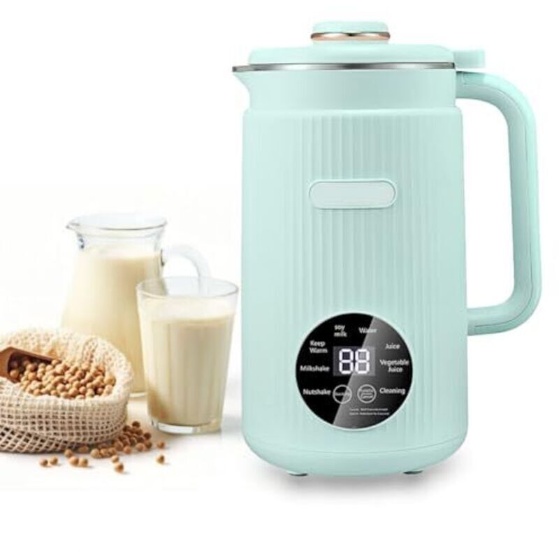 Automatic plant-based milk maker with self-cleaning function and 8-hour keep-warm function for almond, nut, oat, and soy milks, dairy-free