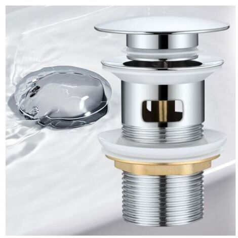 Automatic Pop-Up Sink with Overflow and Push-Open Drain Plug for Chrome-Plated Copper Washbasin