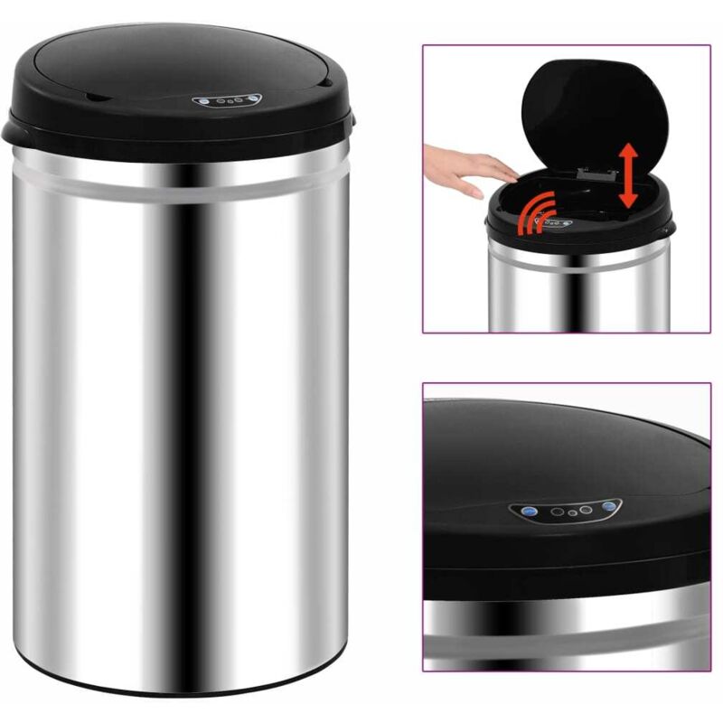Automatic Sensor Dustbin 40 l Stainless Steel Vidaxl Silver