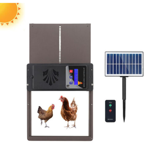 Automatic Solar-Powered Chicken Coop Door, Waterproof with Light Sensor and Timer, for Secure Chicken Farming at Home and on the Farm