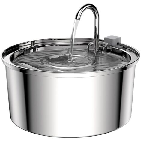 Automatic Water Dispenser for Dogs and Cats, 23x13cm, Stainless Steel, Silver