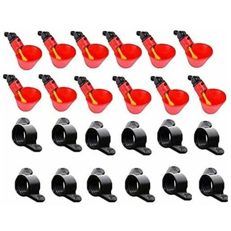 Automatic Water Feeders for Chicken Duck Poultry - Automatic Drinking Water Cups Bird Coop Feed Poultry Chicken Poultry Drinking Water Drinker Cups (12 pcs)