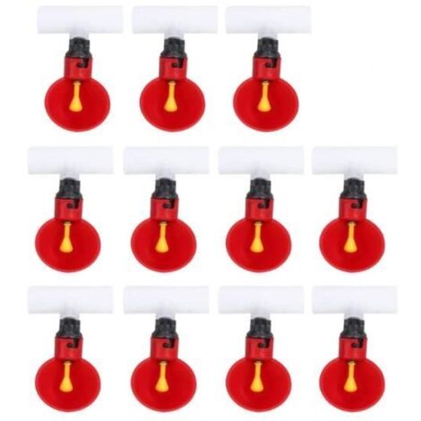 Automatique Poulet Tasses a Eau Buveur 1/2Inch Tee Volaille Poule Outils d'alimentation Rouge 10 Pcs