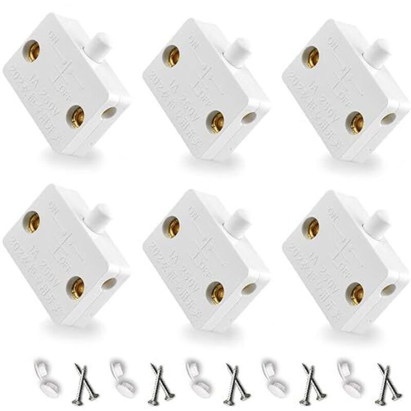 Automatique Pour Interrupteur D'Éclairage Porte Placard Contact Momentané Interrupteurs 6Pièce Cupboard Doors Commutateur D'Armoire Blanc