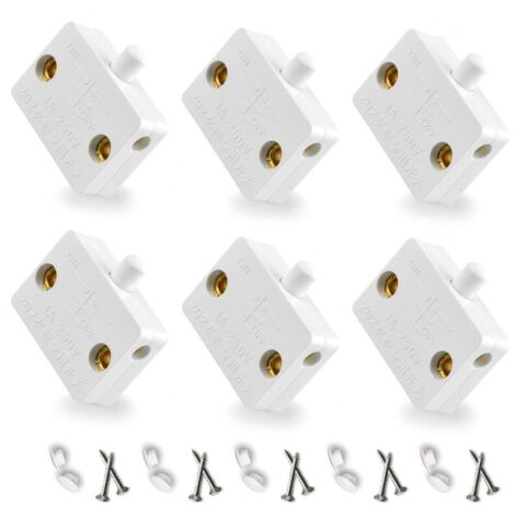 Automatique Pour Interrupteur D'Éclairage Porte Placard Contact Momentané Interrupteurs 6Pièce Cupboard Doors Commutateur D'Armoire Blanc