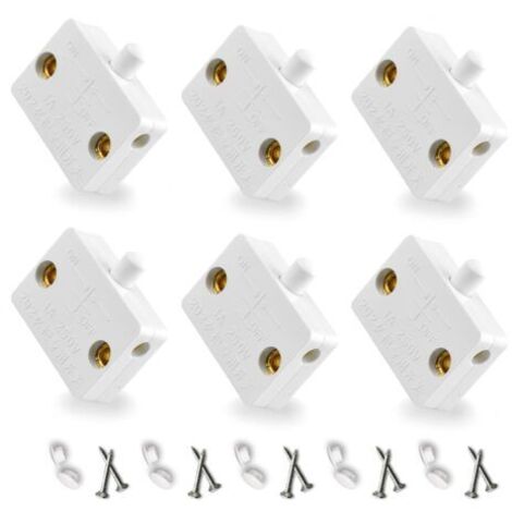 Automatique Pour Interrupteur D'Éclairage Porte Placard Contact Momentané Interrupteurs 6Pièce Cupboard Doors Commutateur D'Armoire Blanc