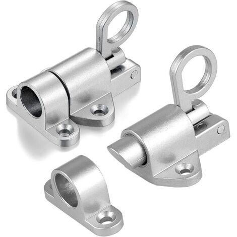 Automatique Verrou de Porte, Loquet à Ressort Loquet de Porte Verrouillage de porte à ressort Verrouillage de boulon élastique Boulon à Rebond pour les Fenêtres Portails (Silver - 2Pack)