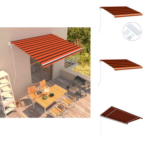 Automatisch Einziehbare Markise 400×300 cm Orange und Braun - Markise - Sonnenschutz - Gartensonnensegel - Terrassenüberdachung - Outdoor Möbel