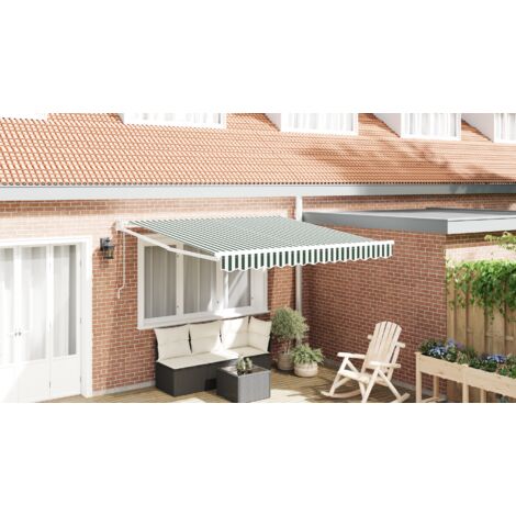 Automatische Einziehbare Markise Grün und Weiß 300x250 cm vidaXL245109