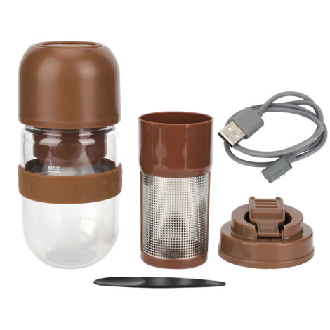 Automatische elektrische 2-in-1-Kaffeemühle mit 330-ml-Saftbehälter, kleines, per USB aufladbares Küchengerät