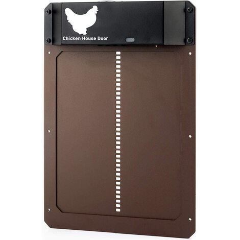 Automatische Hühnerstalltür, komplett aus Aluminium, Hühnerstalltür mit Lichtsensor, Timer-Steuerung, automatische Multimodus-Hühnerstalltür (braun)