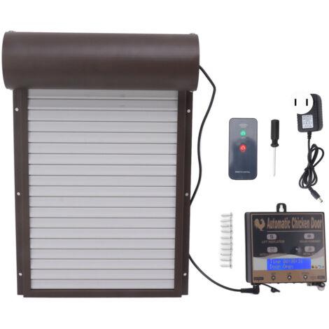 Automatische Hühnerstalltür, Lichterkennung, Timing, Fernbedienung, 3-in-1-Hühnerstalltür für Zuchtfarm, 100–240 V, Braun, US-Stecker 100–240 V